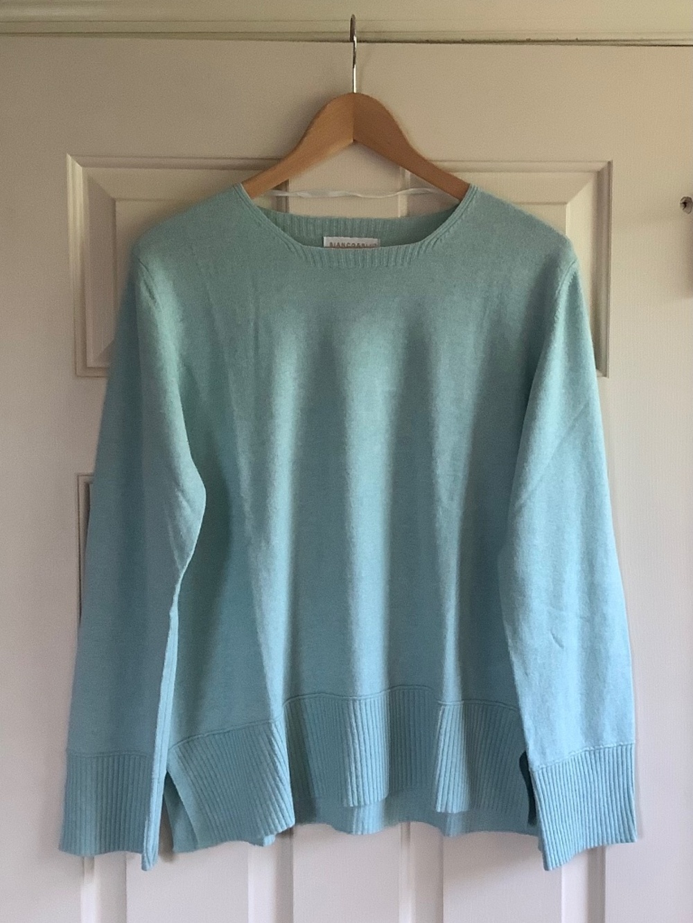 Bianco & Blu Cashmere Wool And Silk Long Sleeve Sweater Pale Green SZ XL